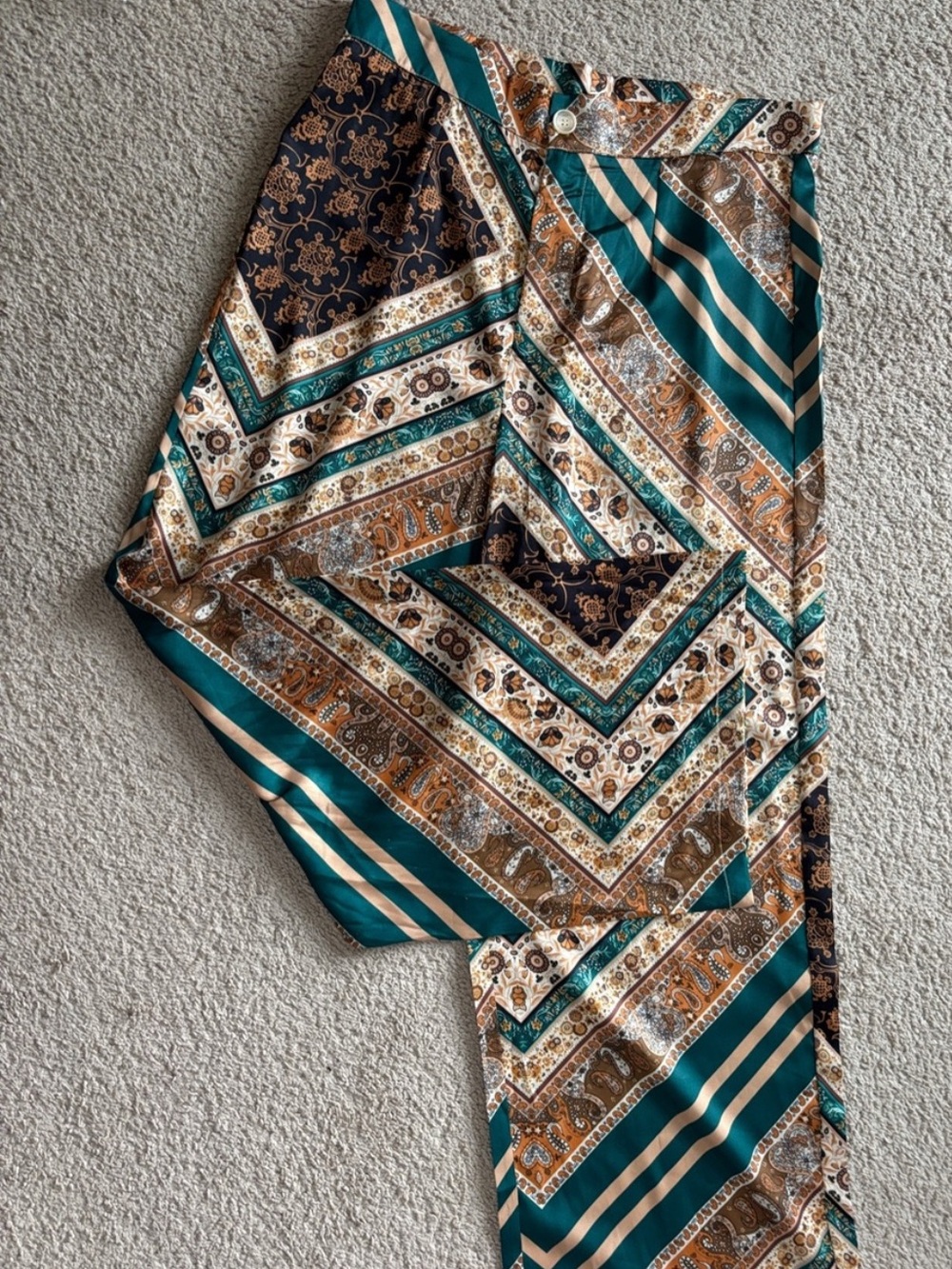 Cider paisley faux satin pants